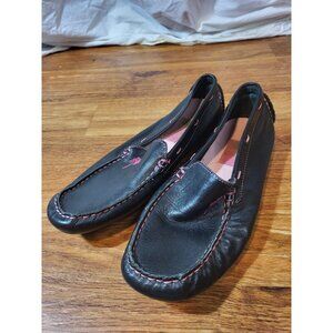 Lilly Pulitzer Woman Loafers Black Moccasins Embroidered Palm Tree‎ Logo Size 6